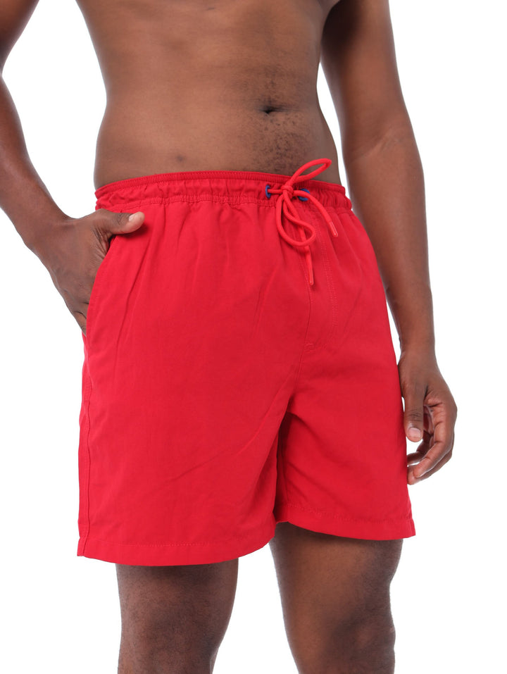 Men's Plain Elasticated Swim Short - Red