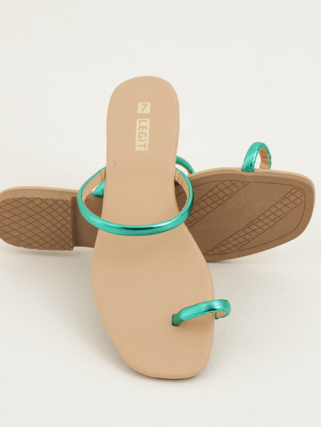 Ladies Minimalist Tubular Toe Post Thong Sandal - Green