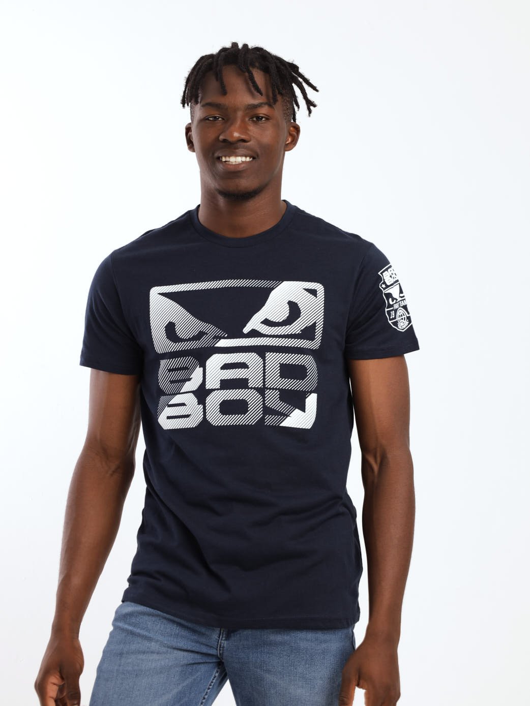 Men's Short Sleeve Diagonal Crew Tee - Navy