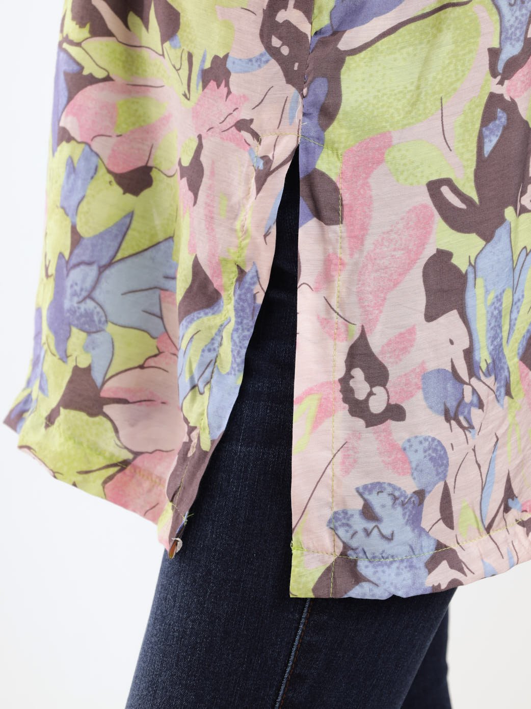 Ladies Oversized Satin Shirt - Floral