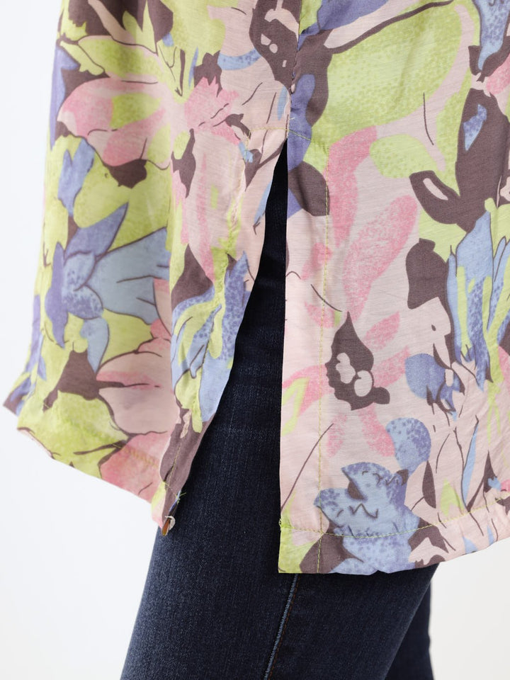 Ladies Oversized Satin Shirt - Floral