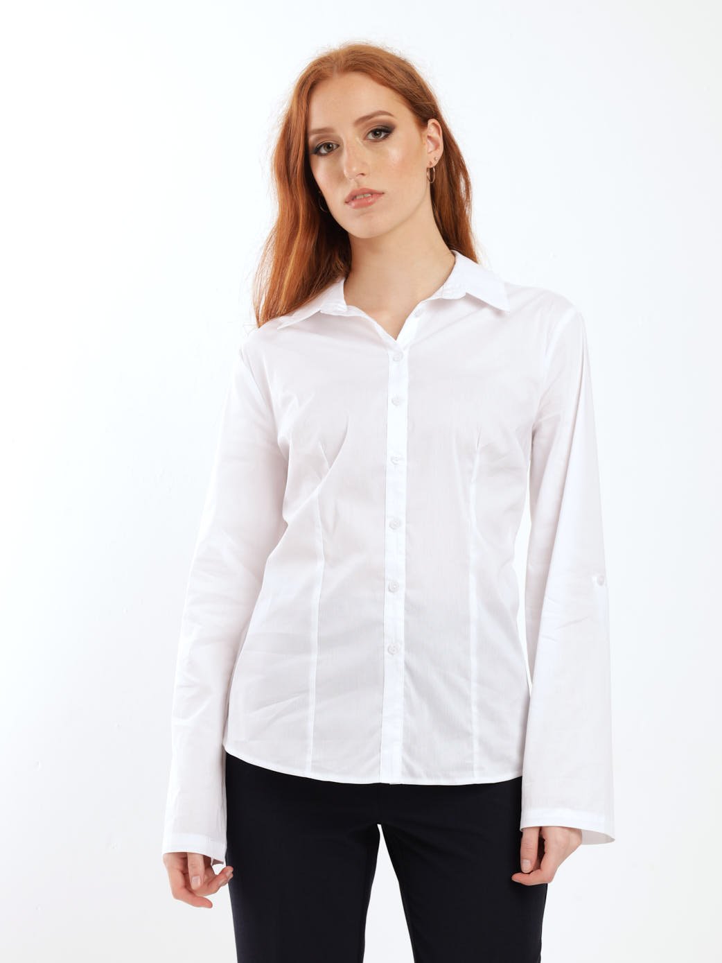 Ladies 3/4 Sleeve Work Shirt - White