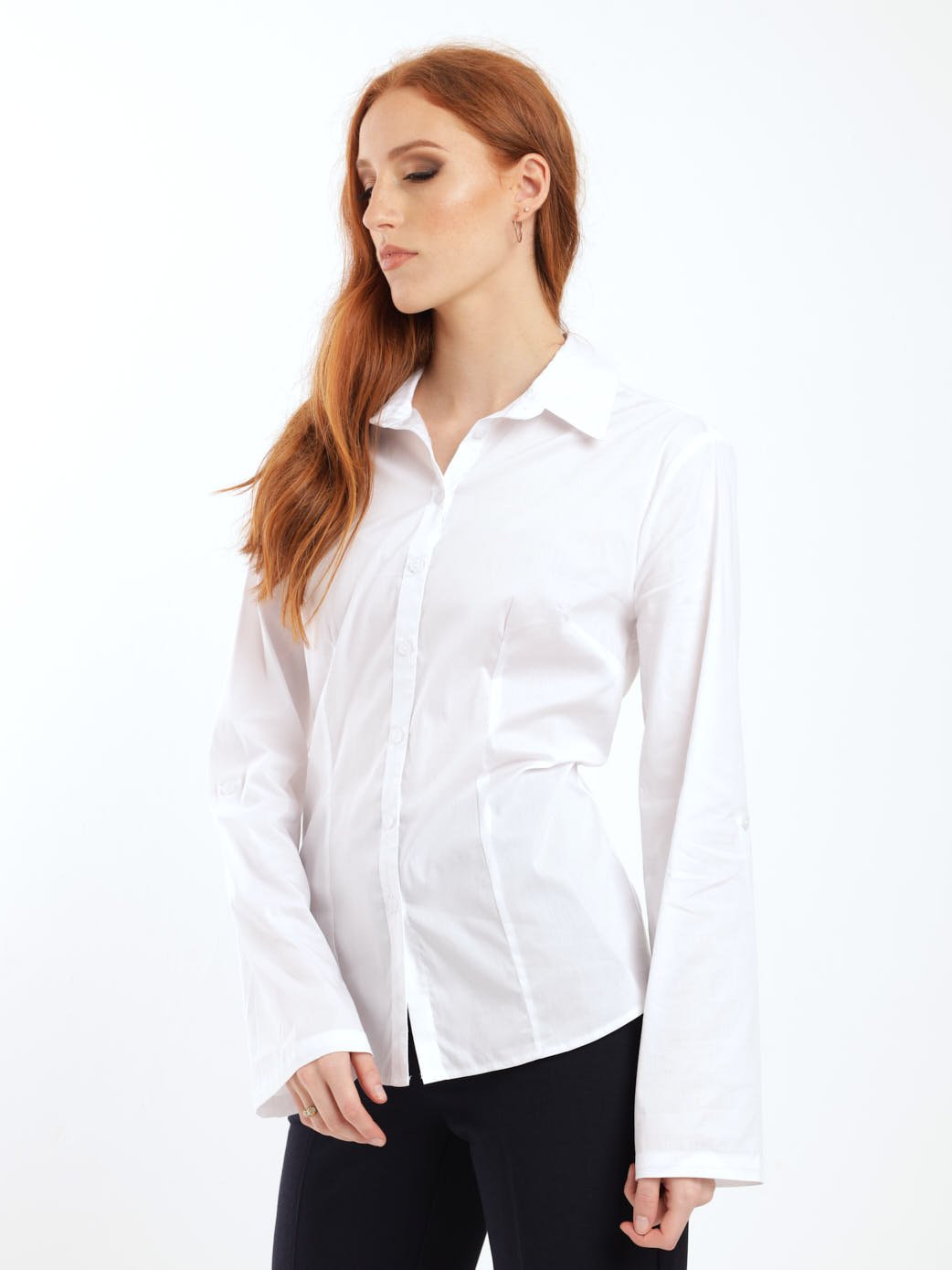 Ladies 3/4 Sleeve Work Shirt - White