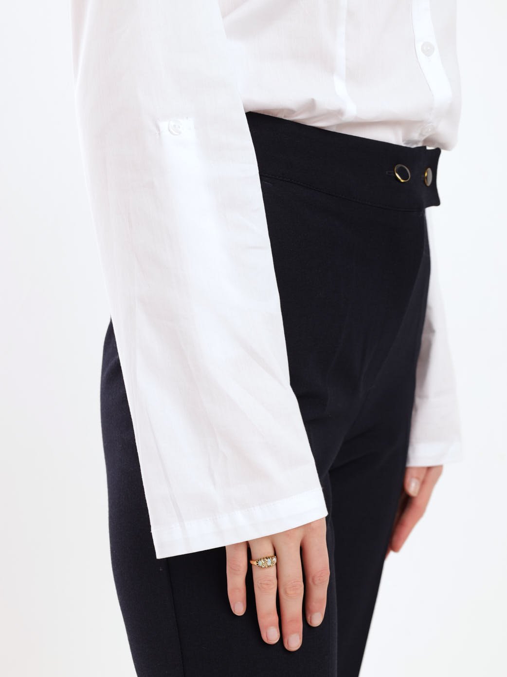 Ladies 3/4 Sleeve Work Shirt - White