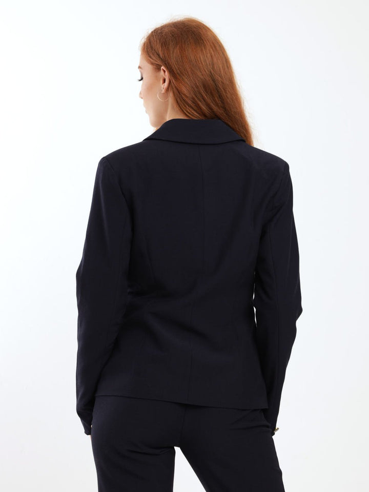 Ladies Gold Button Blazer - Navy