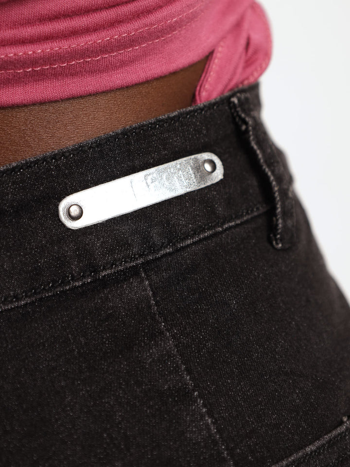 Ladies Black Cargo Jogger Denim Jean