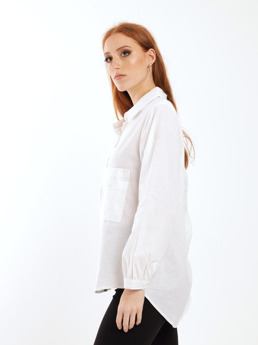 Ladies Long Sleeve Linen Shirt - White