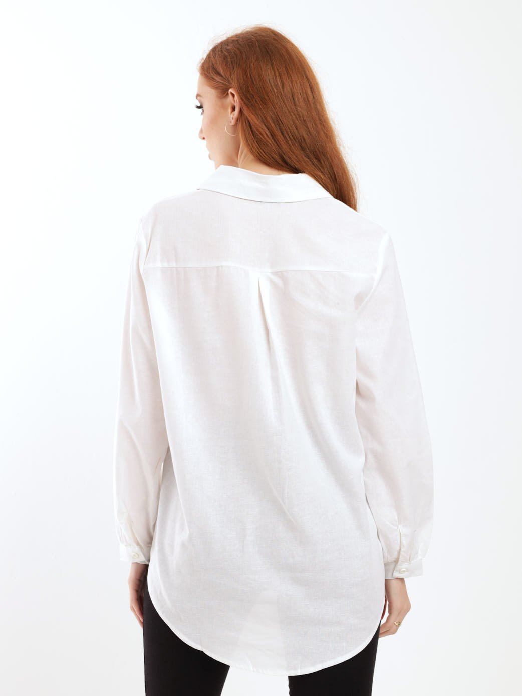 Ladies Long Sleeve Linen Shirt - White