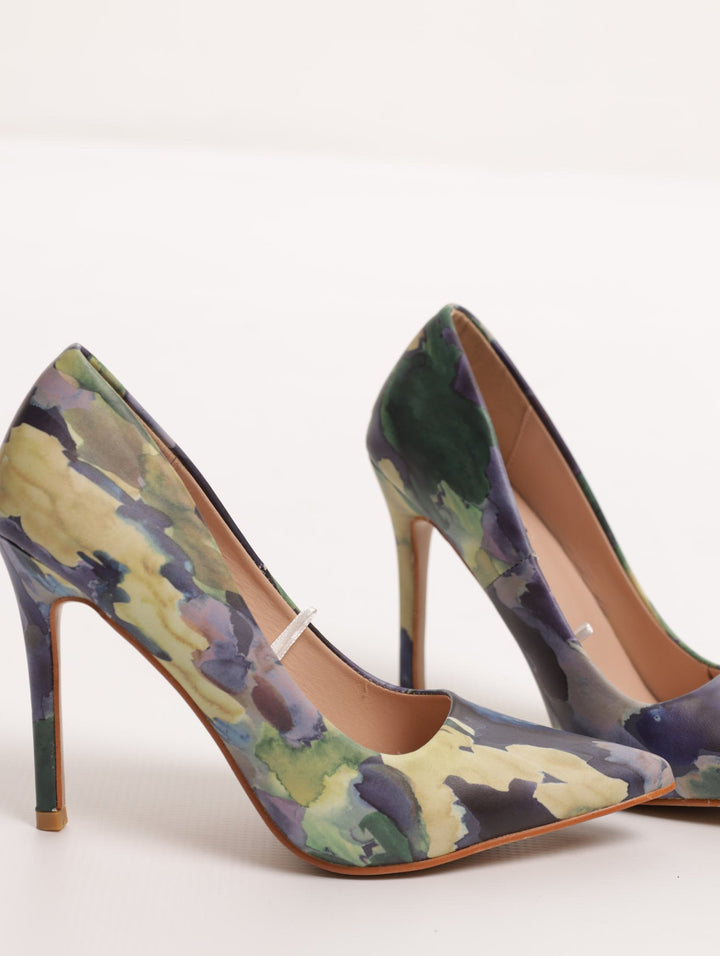 Ladies Printed Court Heel - Green