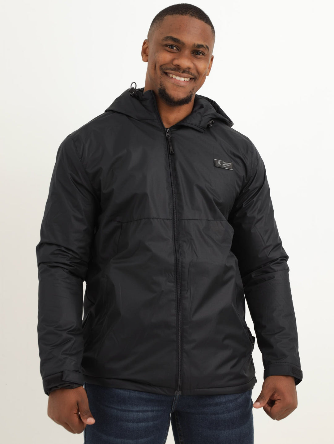 Men's Hooded Zip Light Weight Jacket - Black
