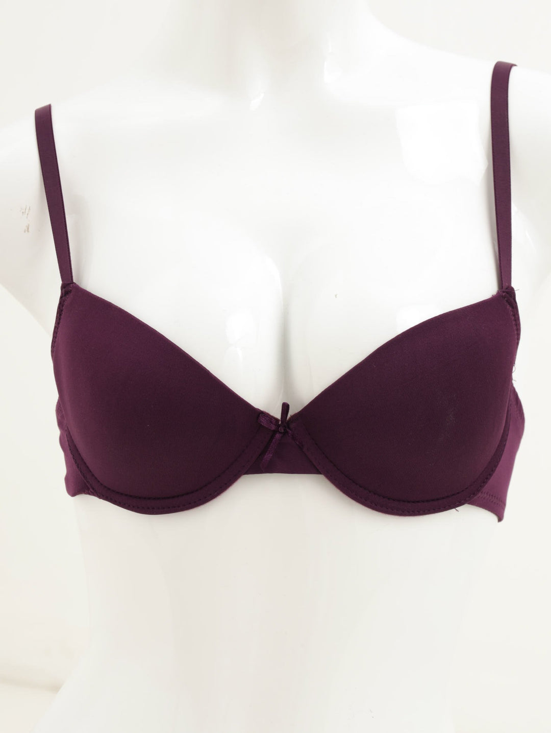 Ladies 2 Pack T-Shirt Colour Bra - Black/Plum