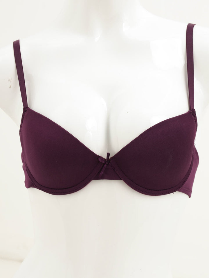 Ladies 2 Pack T-Shirt Colour Bra - Black/Plum