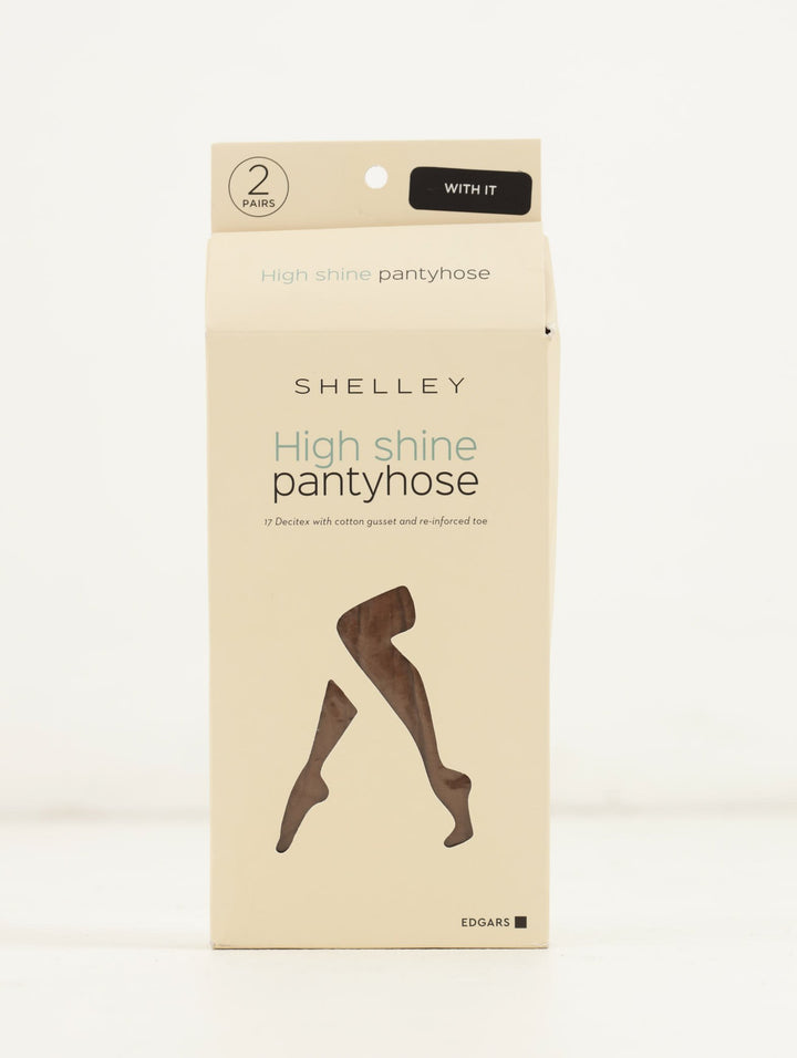 Ladies 2 Pack With It High Shine Hosiery - Beige
