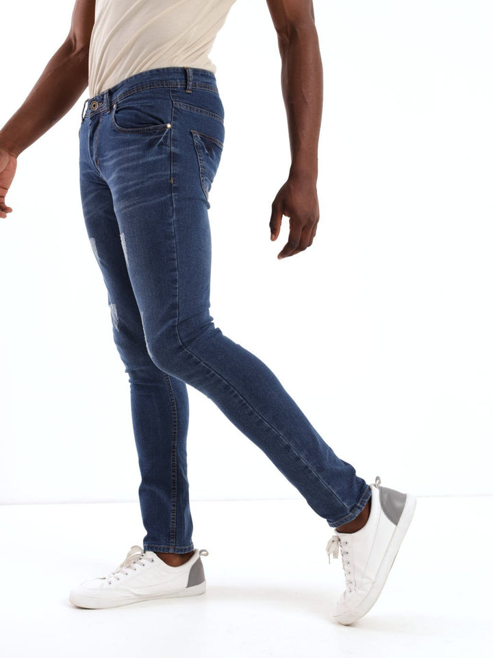 Men's Mid Wash Rip Super Skinny Denim Jean