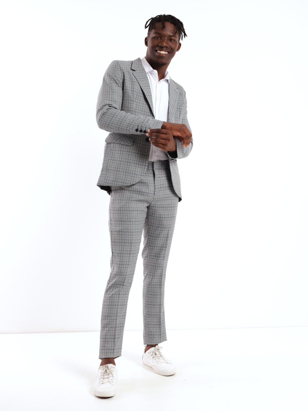 Men's Monochrome Check Blazer - Blue/Black