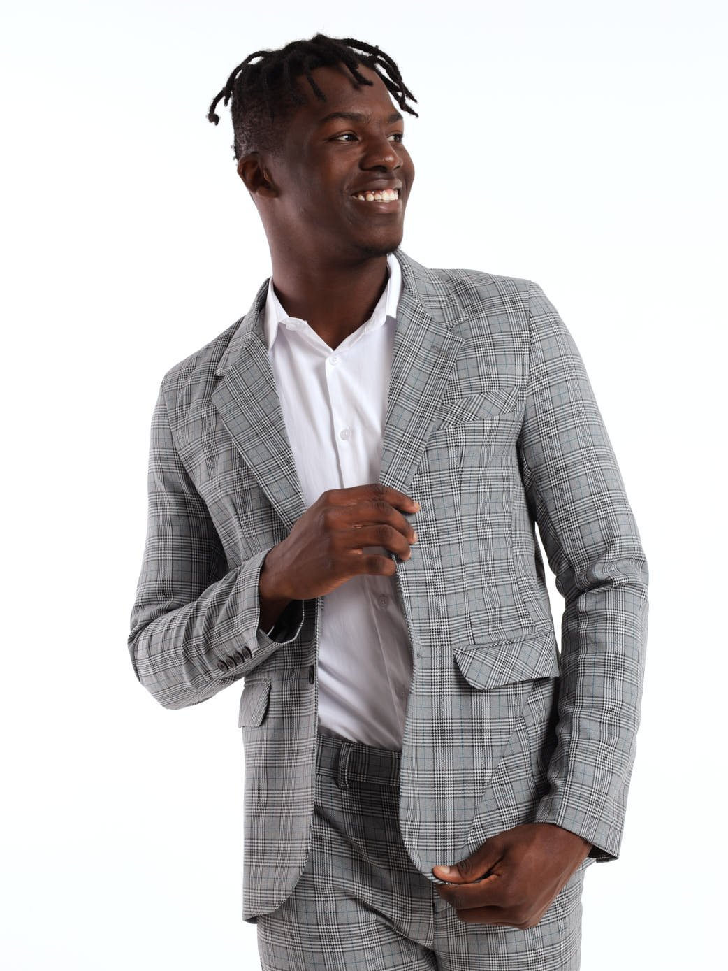 Men's Monochrome Check Blazer - Blue/Black