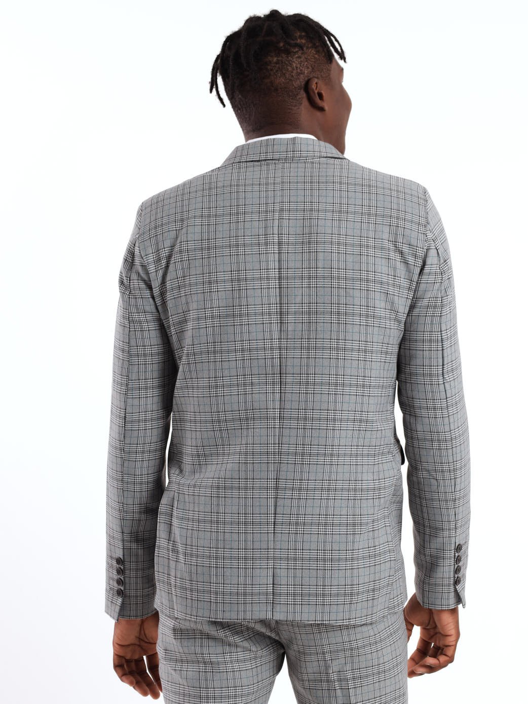 Men's Monochrome Check Blazer - Blue/Black