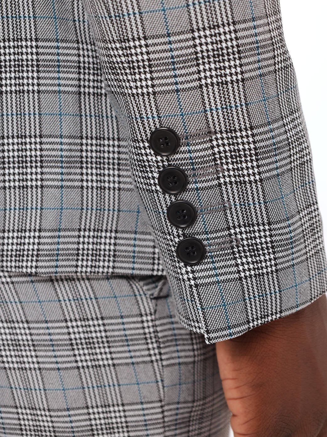 Men's Monochrome Check Blazer - Blue/Black