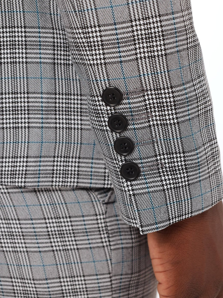 Men's Monochrome Check Blazer - Blue/Black