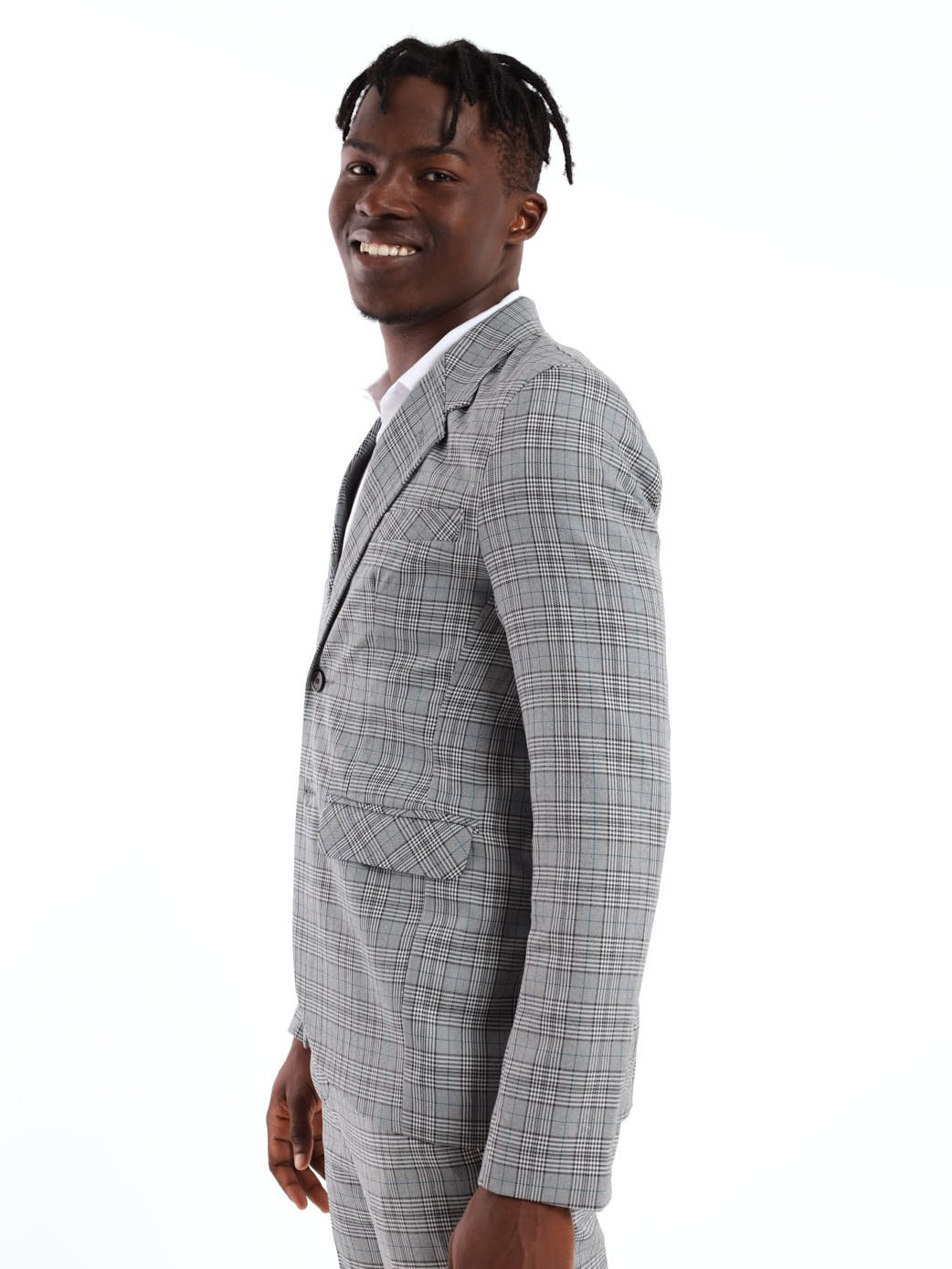 Men's Monochrome Check Blazer - Blue/Black