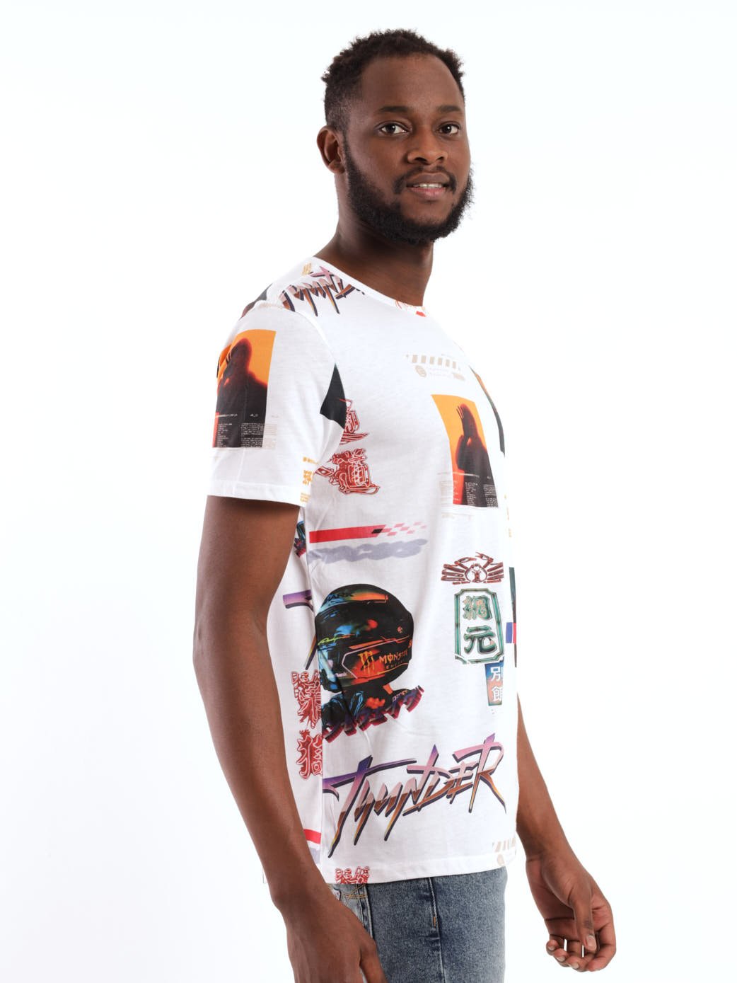 Men's Guess All Over Print 80s Tee - White