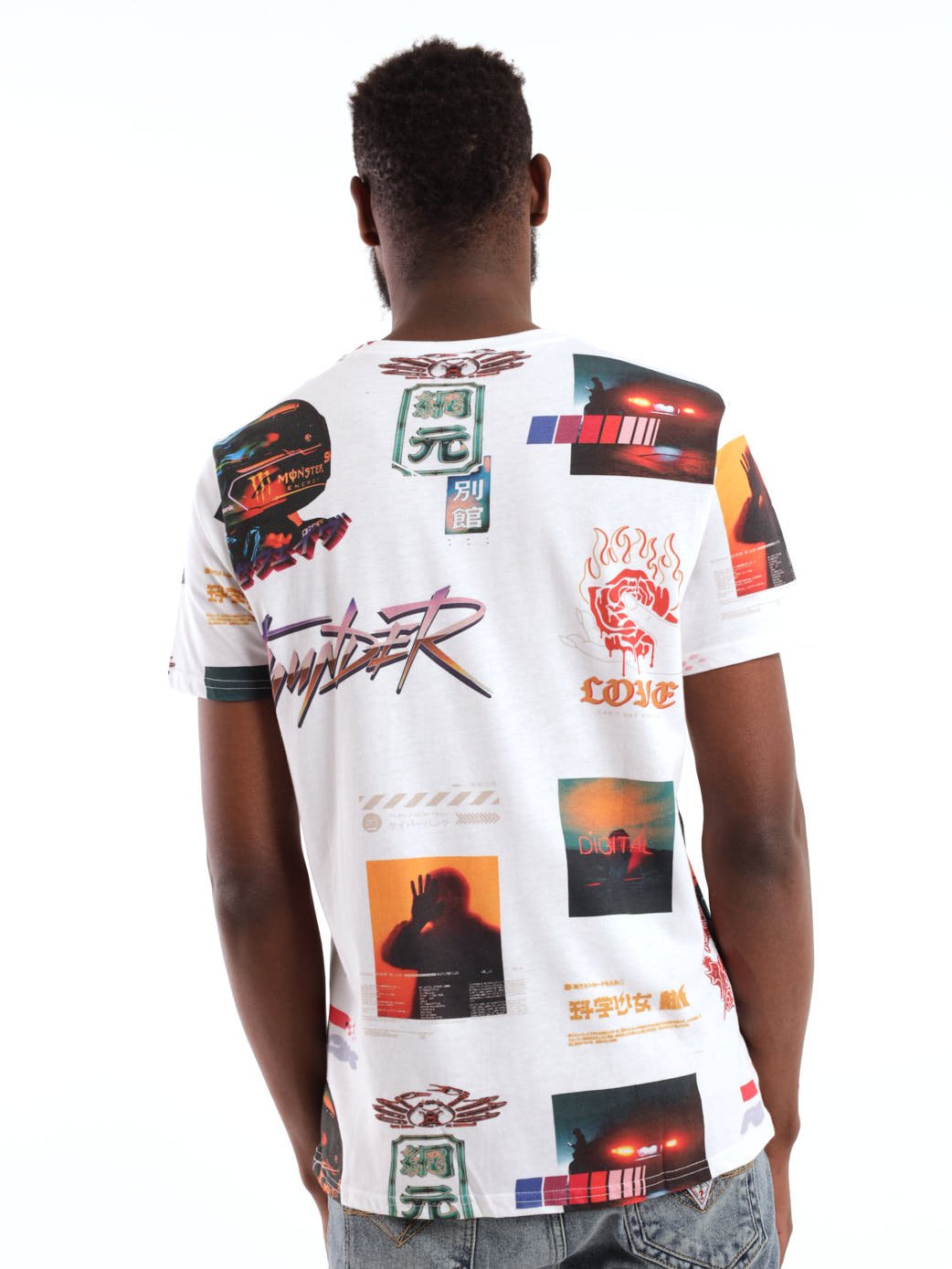 Men's Guess All Over Print 80s Tee - White