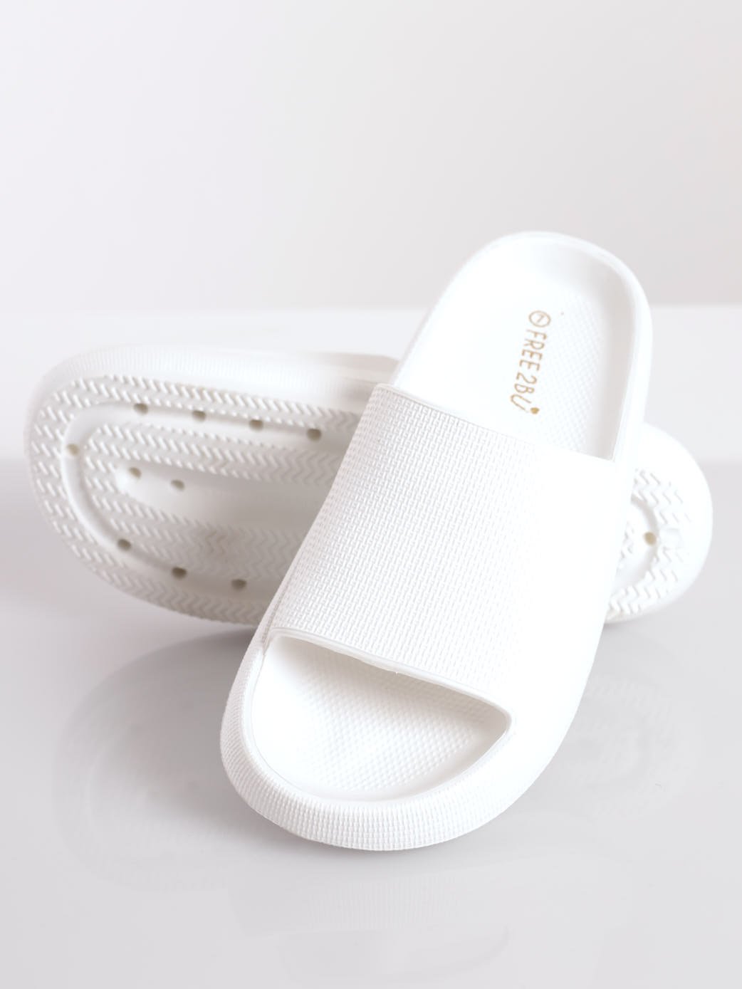 Ladies Moulded Bubble Slide -  White