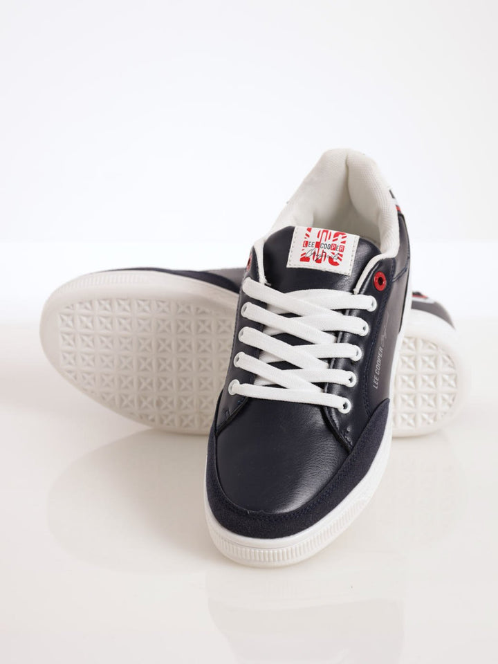 Men's Panelled PU Sneaker - Navy