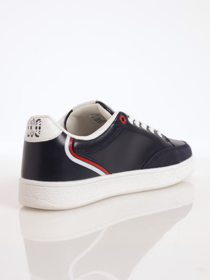 Men's Panelled PU Sneaker - Navy