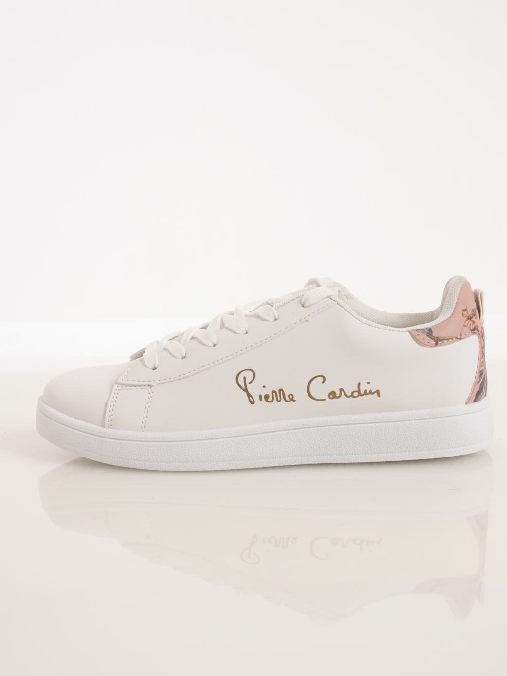 Ladies PU Lace-Up Sneaker White - Main Image