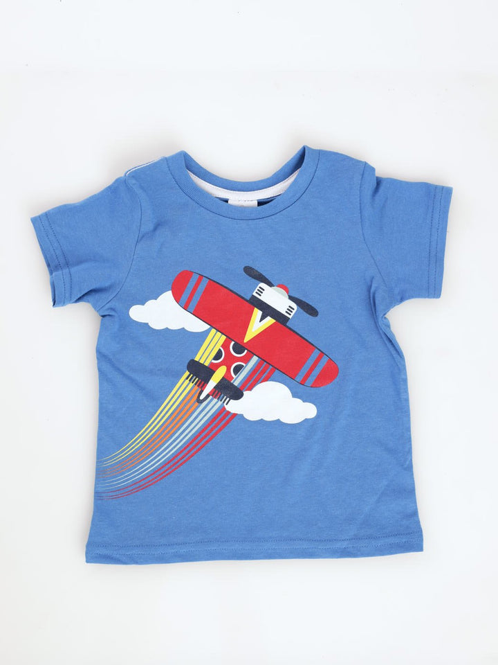 Baby Boys 2 Pack Plane Striped Tee - Cobalt