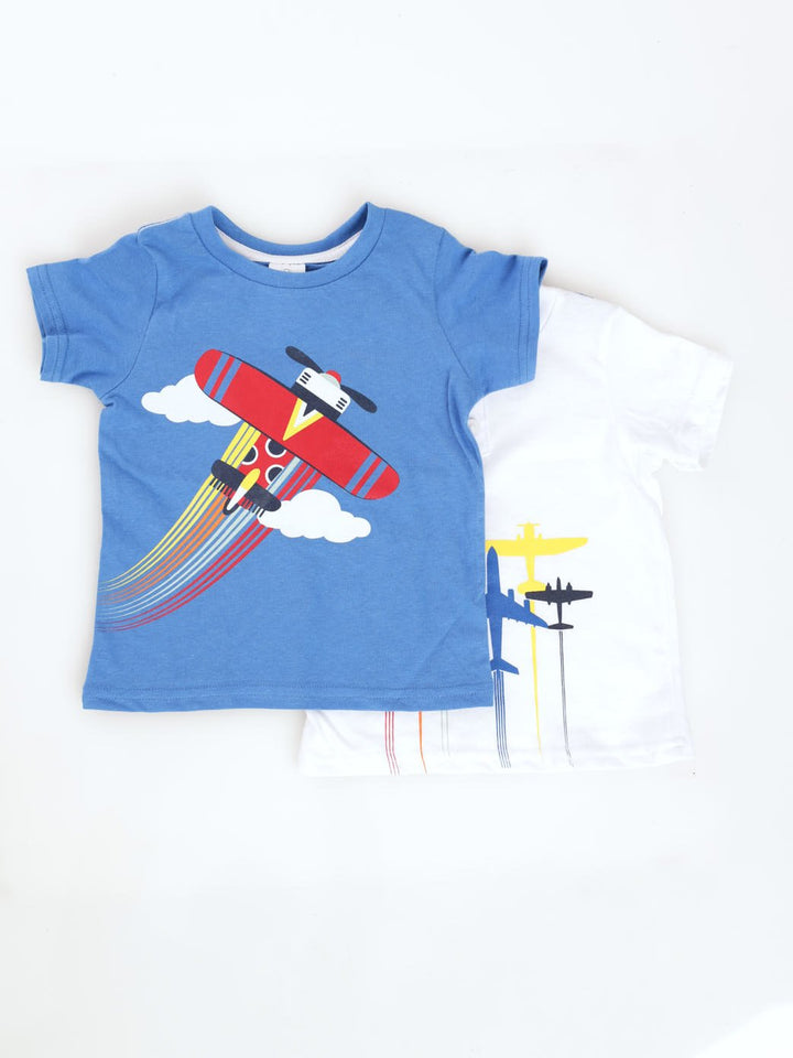 Baby Boys 2 Pack Plane Striped Tee - Cobalt
