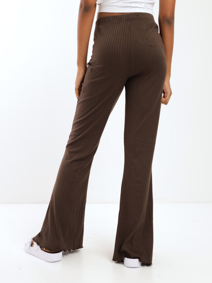 Girls Flare Rib Pant - Brown