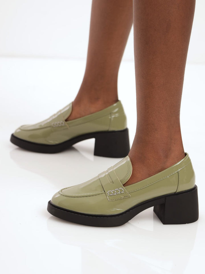 Ladies Classic Loafer Chunky Shoe - Fatigue