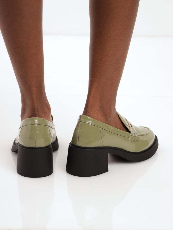 Ladies Classic Loafer Chunky Shoe - Fatigue