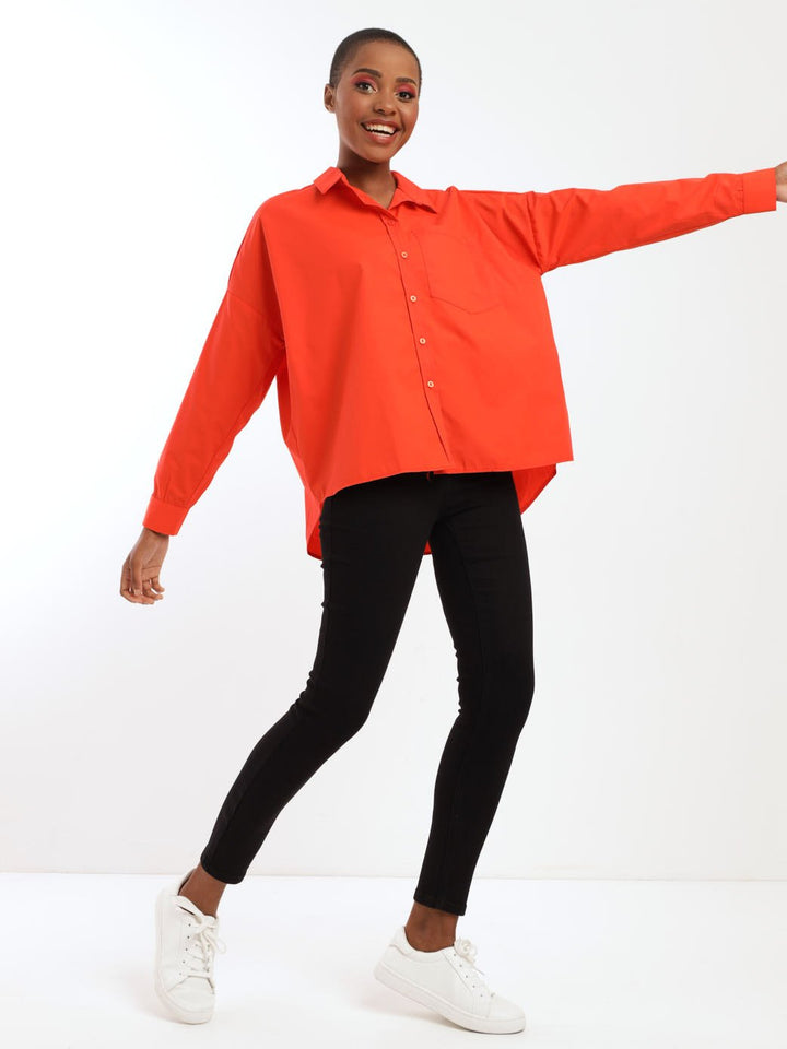 Ladies Oversized Shirt - Orange