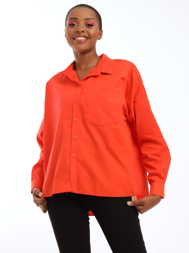 Ladies Oversized Shirt - Orange