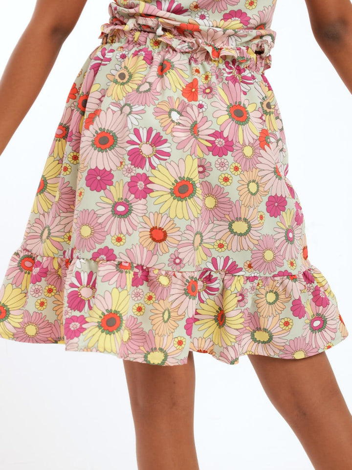 Girls Daisy Floral Wrap Skirt
