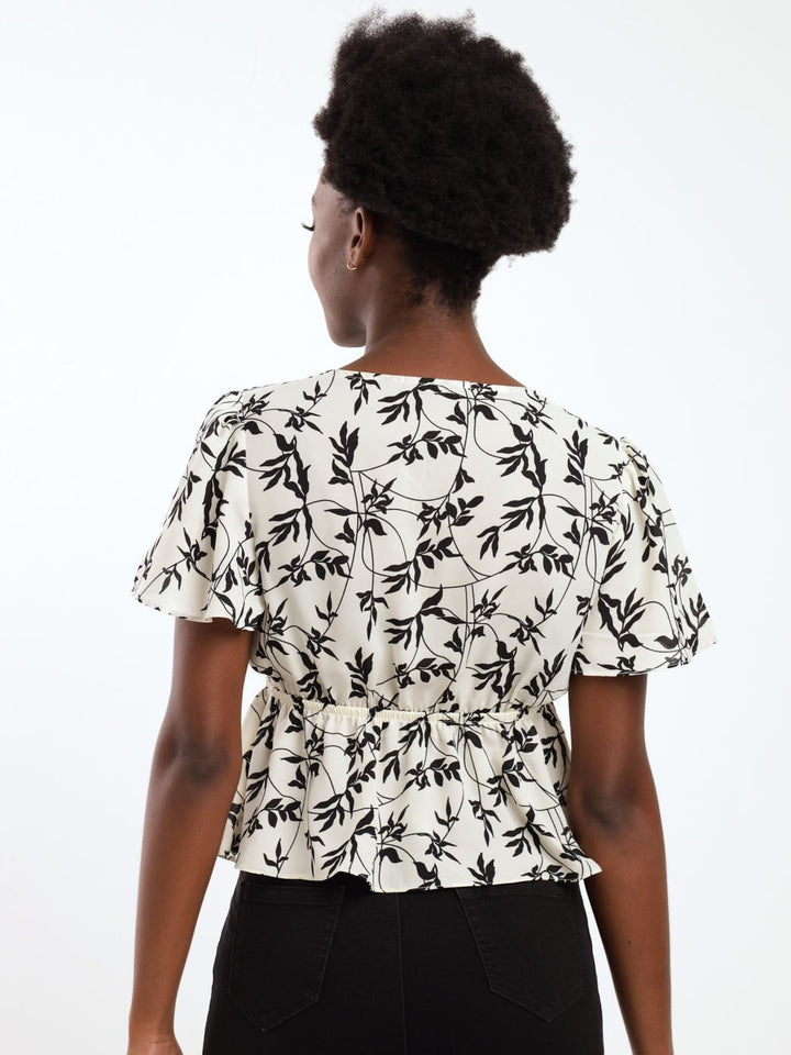 Ladies Peplum Top - Floral