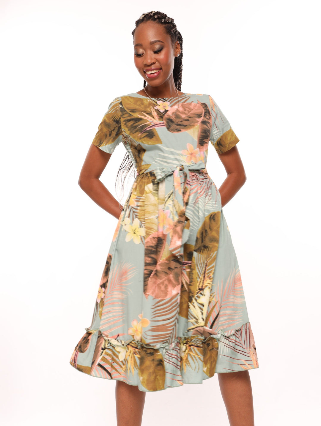 Ladies Tropical 50S Tea Dress - Floral