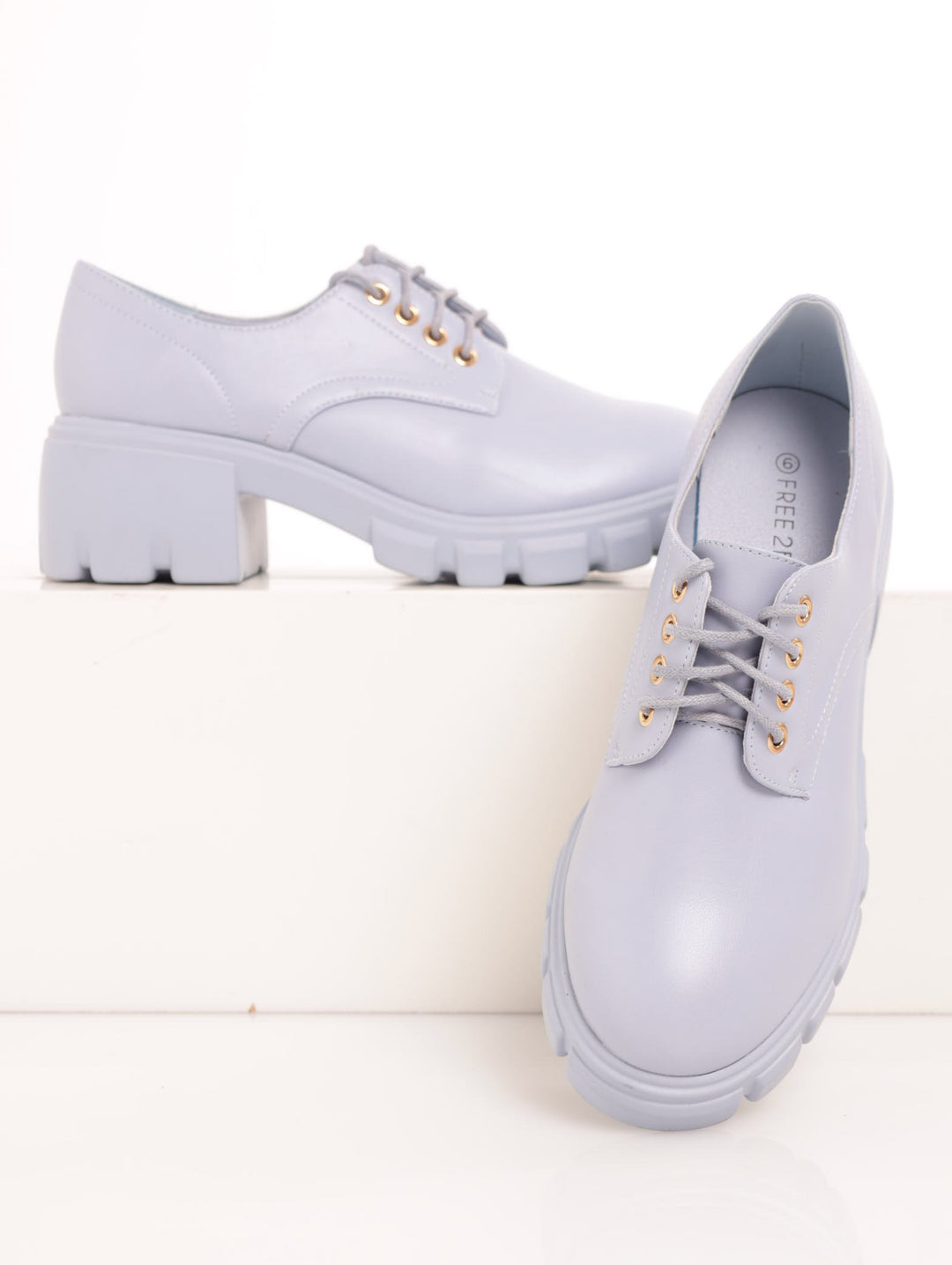Ladies Plain Oxford Lace-Up Shoe - Blue