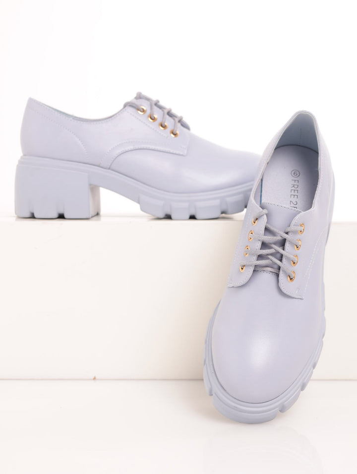 Ladies Plain Oxford Lace-Up Shoe - Blue
