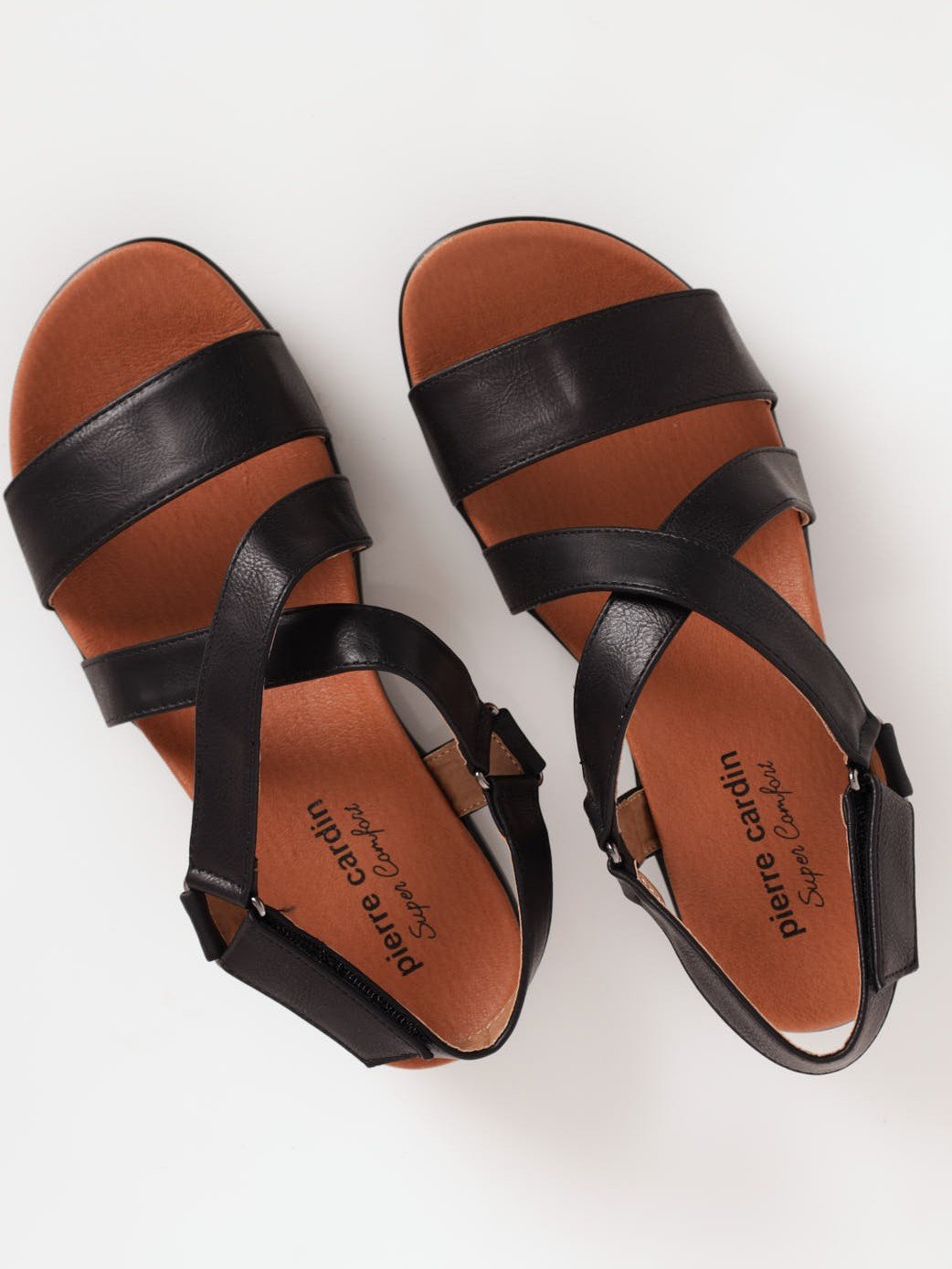 Ladies Cross-Over Comfort Sandal - Black