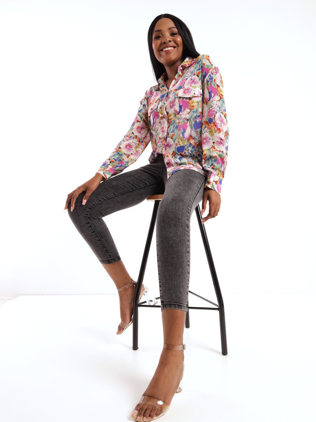 Ladies Button Through Blouse - Floral