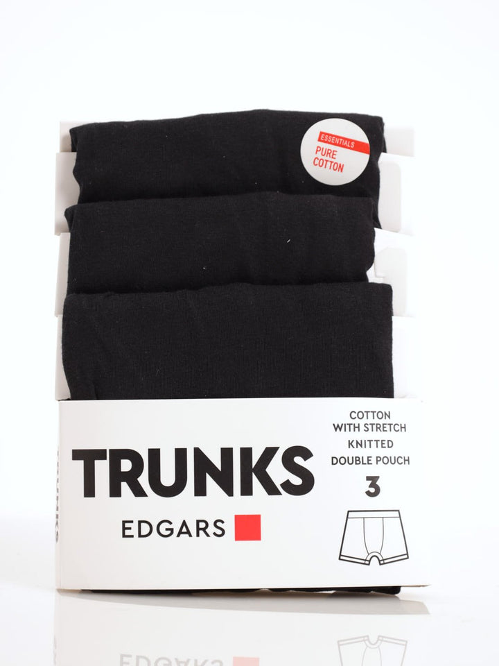 Men's 3 Pack Plain Trunk - Black