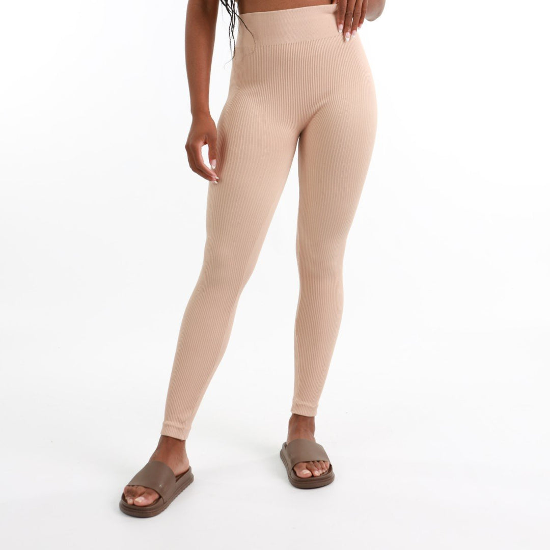 Ladies Rib Seamless Legging - Stone