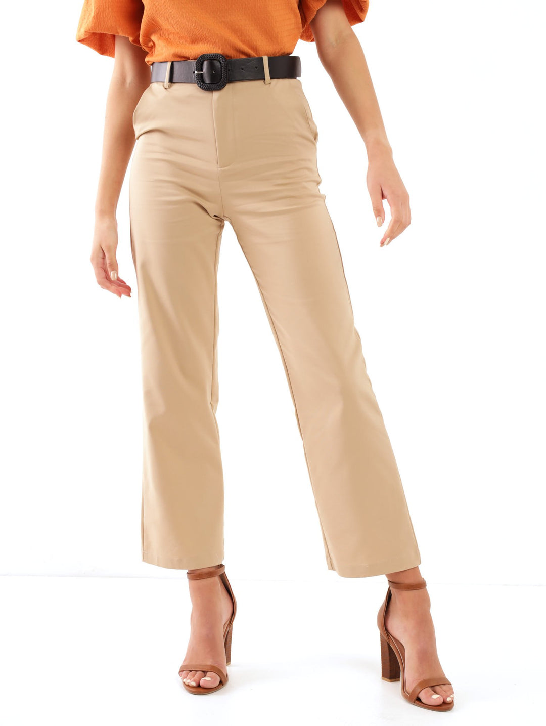 Ladies 5 Pocket Flare Leg Chino - Stone