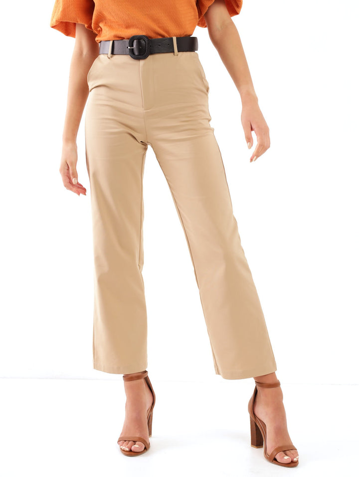 Ladies 5 Pocket Flare Leg Chino - Stone