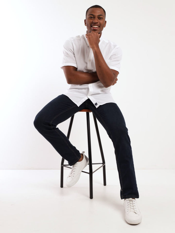 Men's Short Sleeve Plain Shirt - White