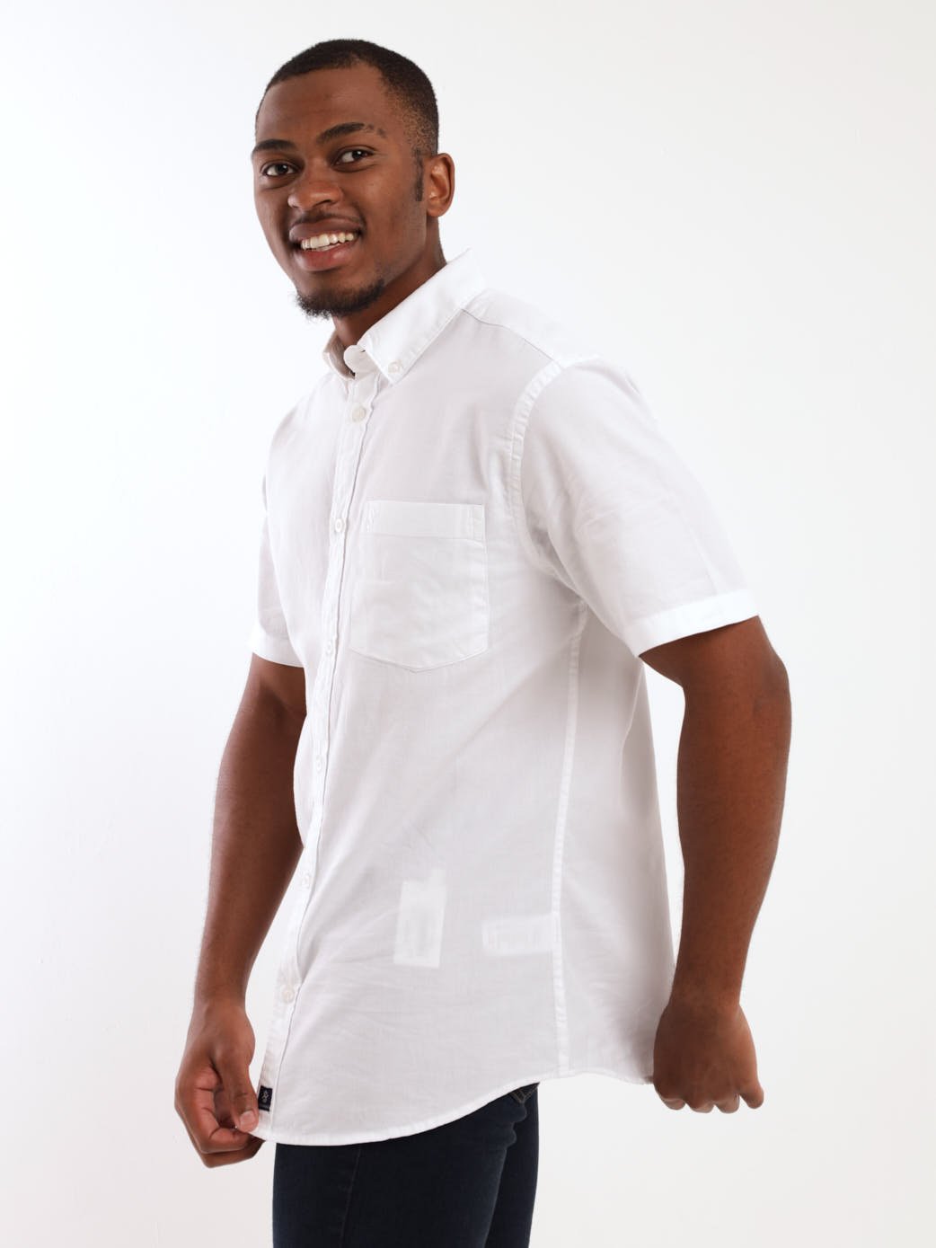 Men's Short Sleeve Plain Shirt - White
